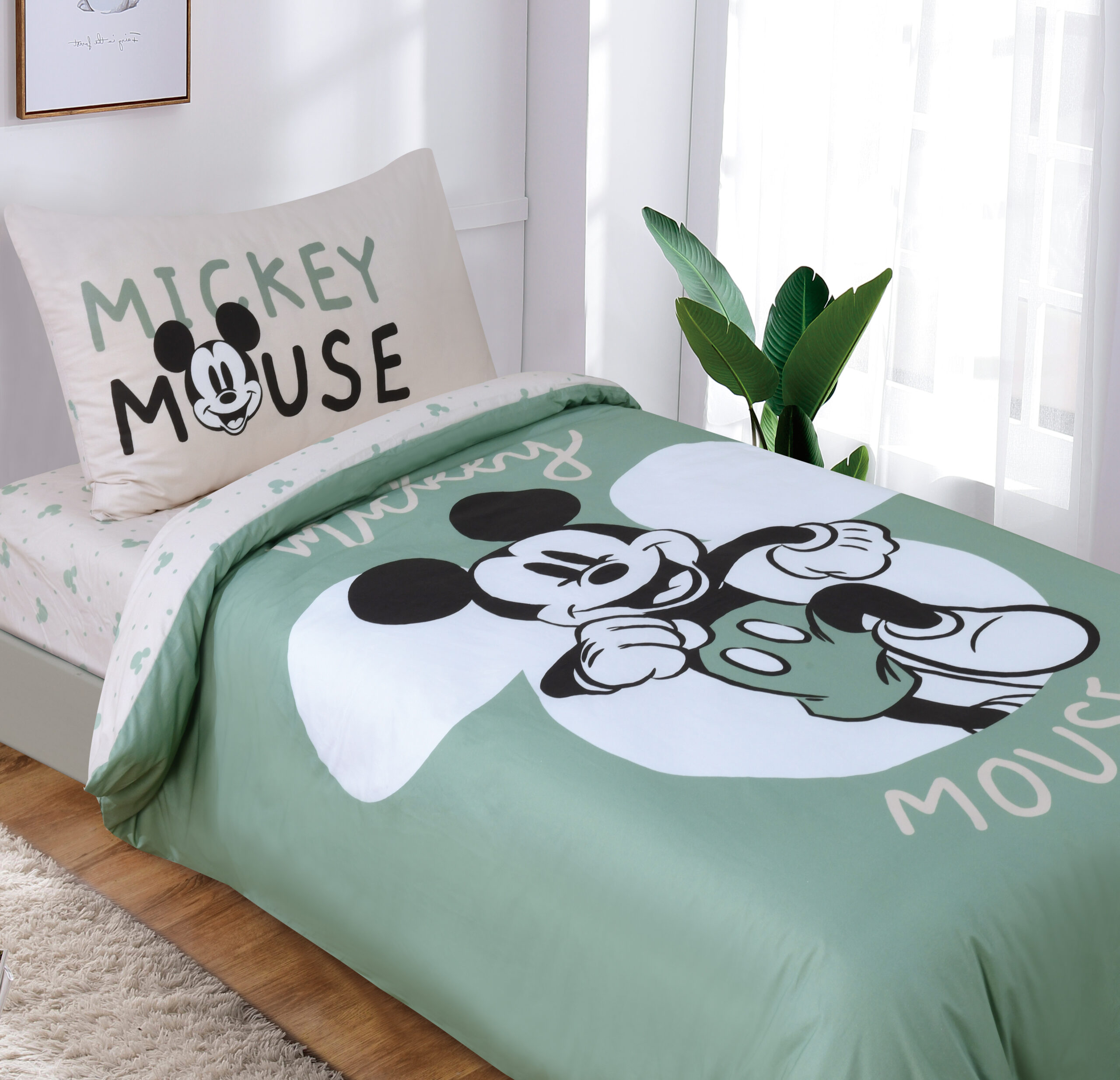 סט מיקי ירוק 100% כותנה