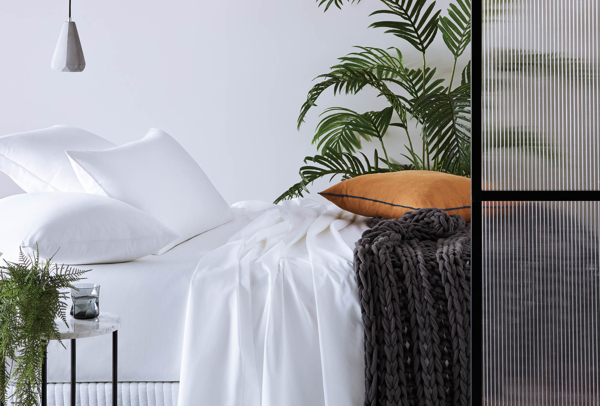 סט במבוק- כותנה "ריפליי" | לבן