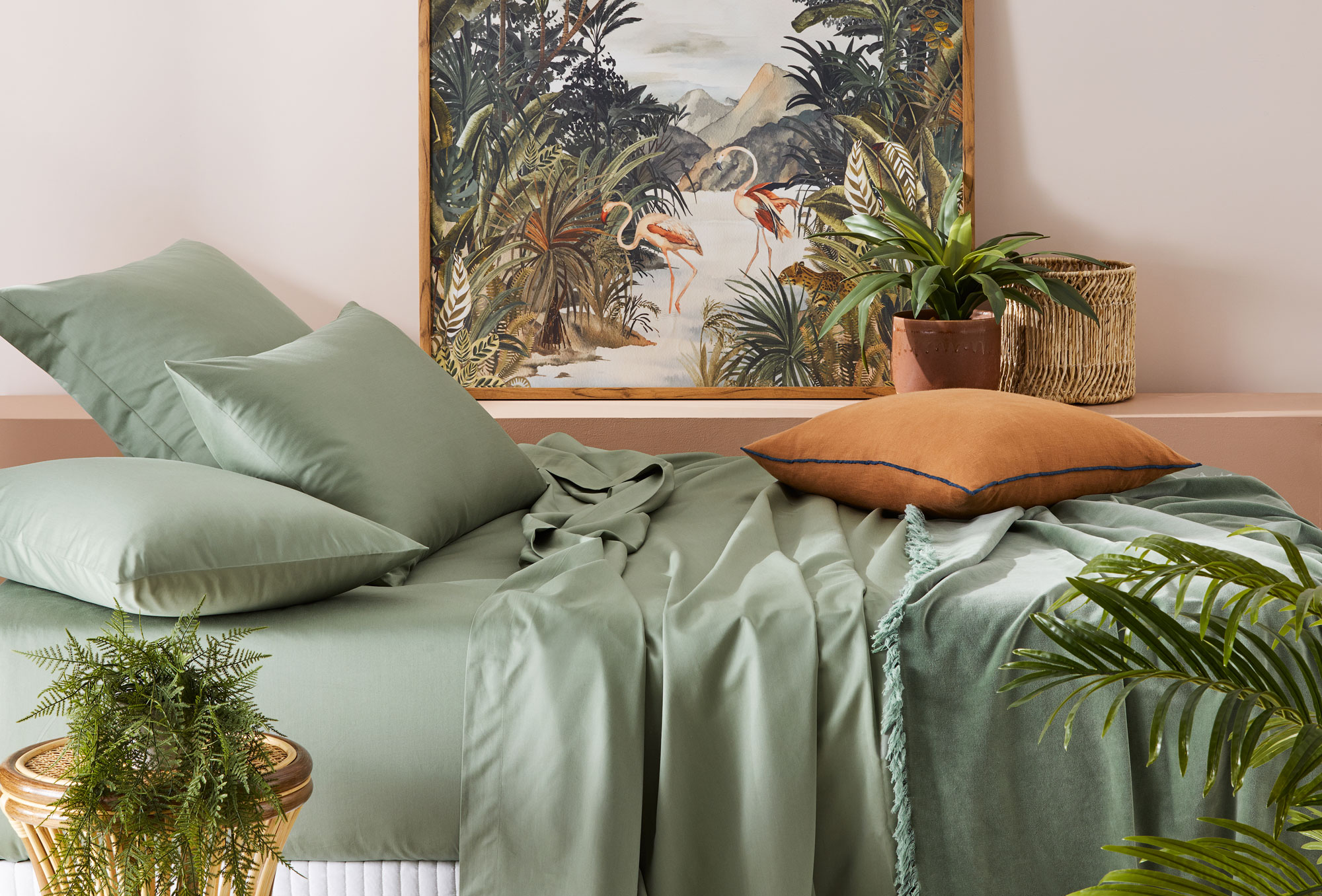 סט במבוק כותנה- ריפליי | ירוק אקליפטוס